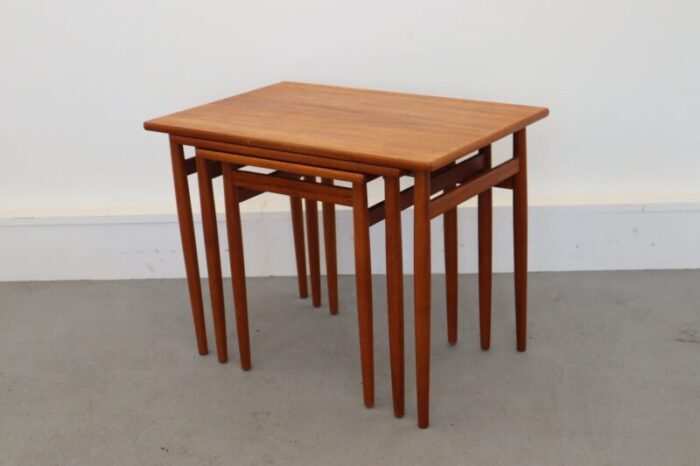 mid century teak nesting tables 1960s set of 3 11