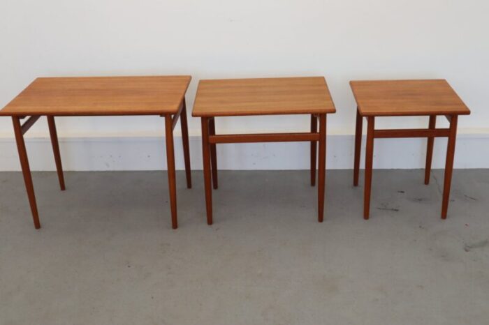 mid century teak nesting tables 1960s set of 3 2