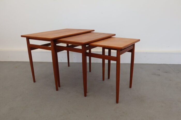 mid century teak nesting tables 1960s set of 3 3