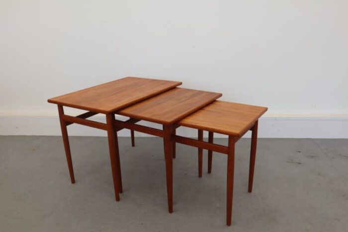 mid century teak nesting tables 1960s set of 3 4