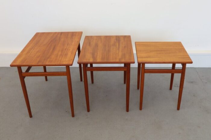 mid century teak nesting tables 1960s set of 3 5