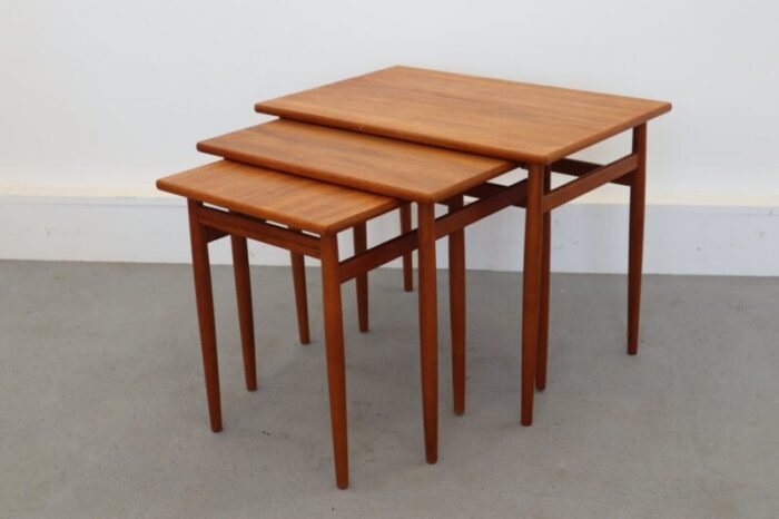 mid century teak nesting tables 1960s set of 3 6