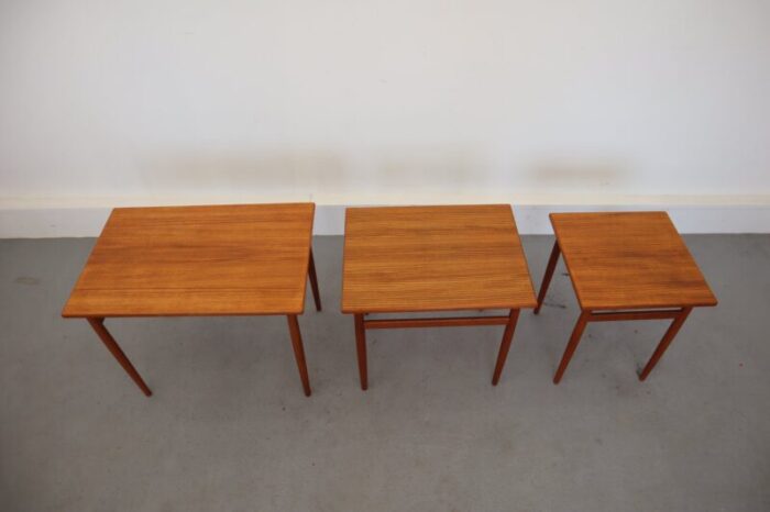 mid century teak nesting tables 1960s set of 3 7