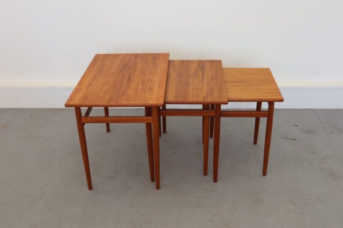 mid century teak nesting tables 1960s set of 3 8