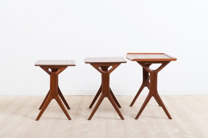 mid century teak nesting tables by johannes andersen 1960s set of 3 2