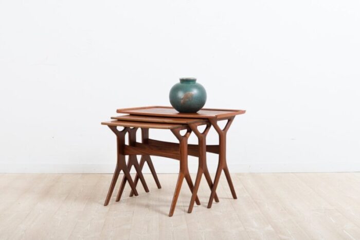 mid century teak nesting tables by johannes andersen 1960s set of 3 3