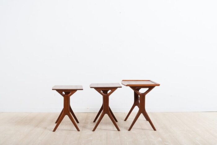 mid century teak nesting tables by johannes andersen 1960s set of 3 4