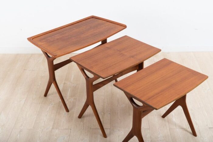 mid century teak nesting tables by johannes andersen 1960s set of 3 5