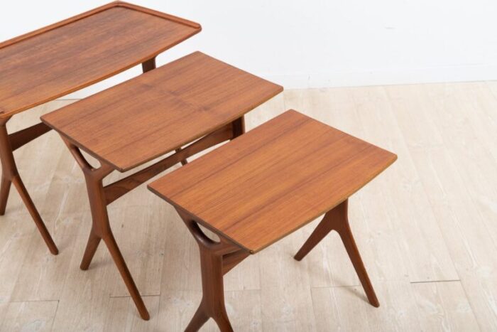 mid century teak nesting tables by johannes andersen 1960s set of 3 6