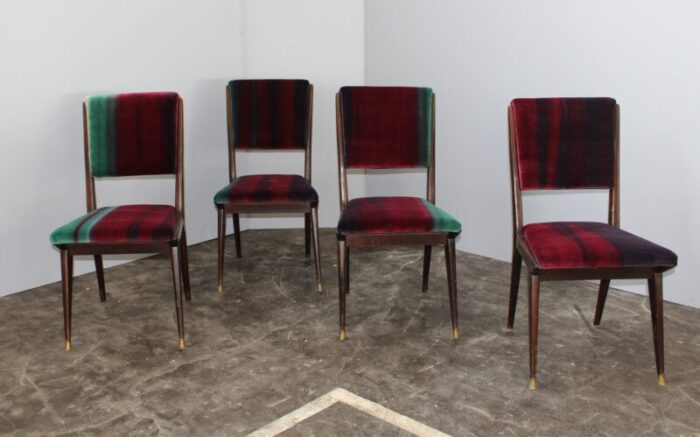 mid century velvet dining chairs 1950s set of 4 1