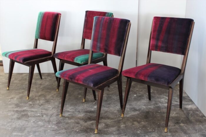 mid century velvet dining chairs 1950s set of 4 4