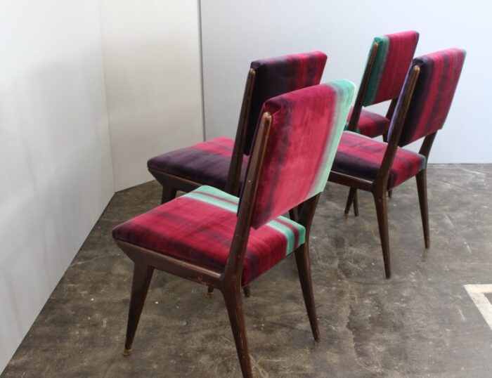 mid century velvet dining chairs 1950s set of 4 6