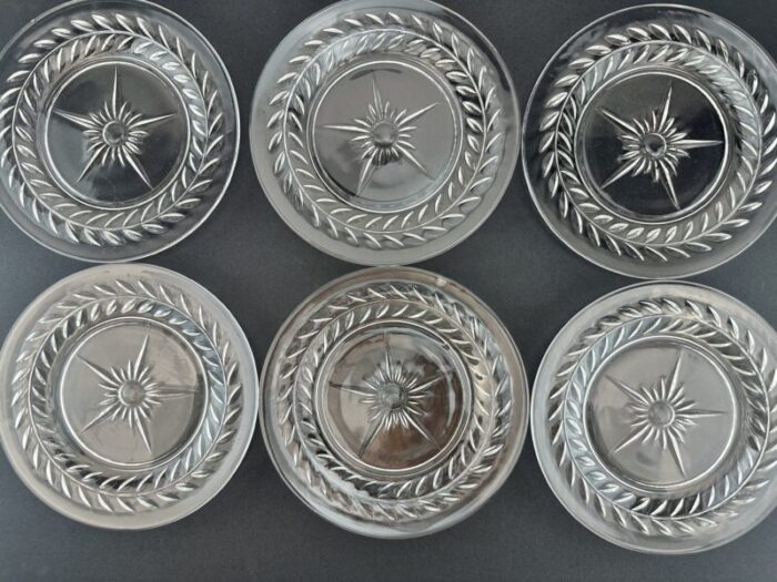 mid century vintage cut crystal cocktail plates set of 6 0098