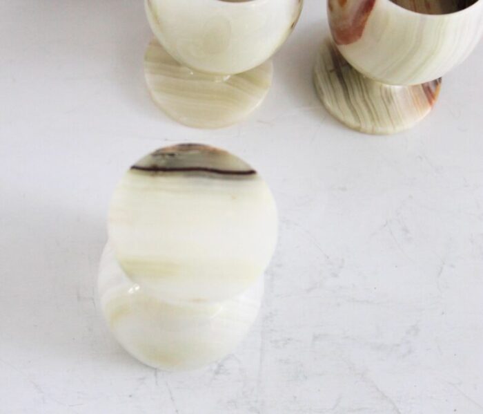 mid century vintage white onyx glass set in case 6 pieces sake set 7057