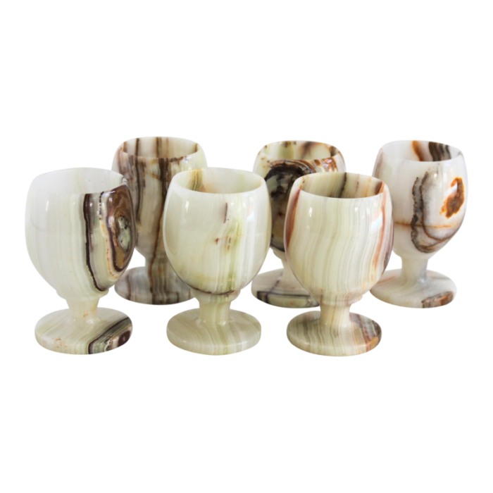 mid century vintage white onyx glass set in case 6 pieces sake set 9045