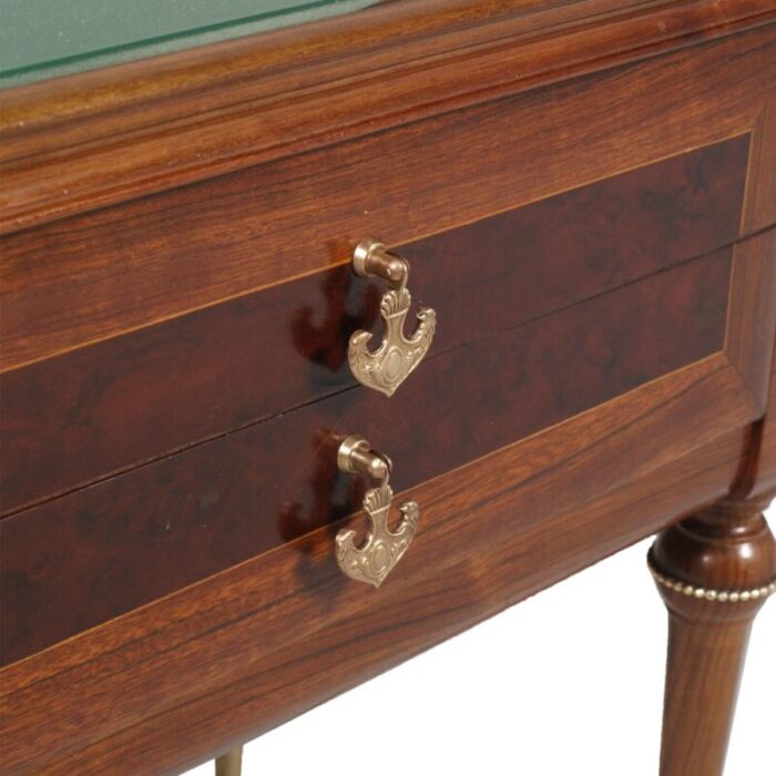 mid century walnut maple and brass nightstands set of 2 10