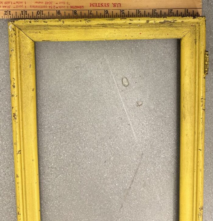 mid century wood frame empty arch top painted yellow vintage antique distressed 3829