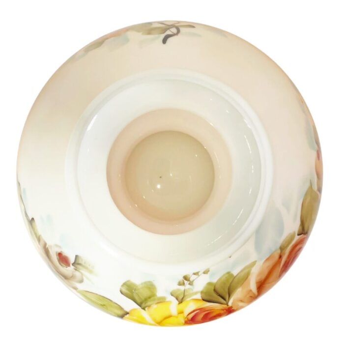 milk glass urn with a porcelain like finish and detailed hand painted floral designs circa 1900 4963