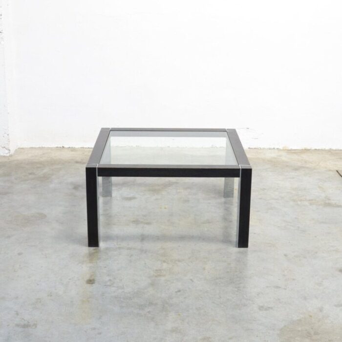 minimalist side table in chrome and wood 1970s 1