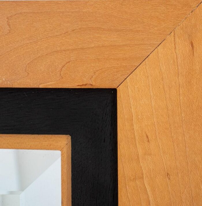 modern maple and ebonized wood mirror 4286