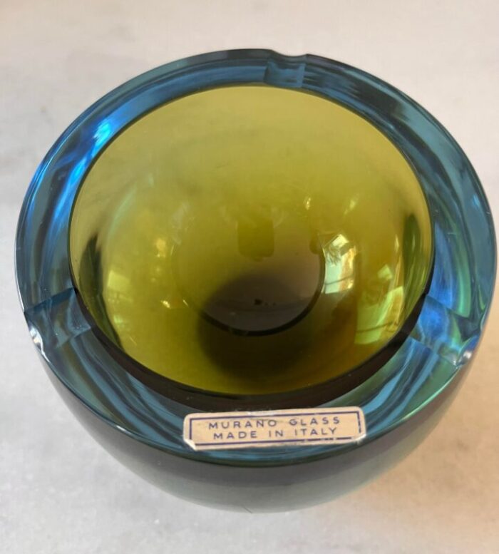 murano glass blue and green ashtray 4062