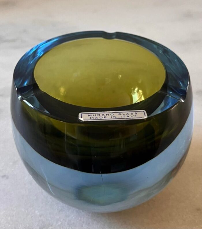 murano glass blue and green ashtray 5149