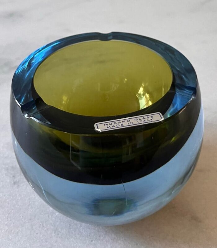 murano glass blue and green ashtray 6528