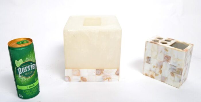 natural capiz shell acrylic tissue box cover toothbrush holder countertop accessories 6491