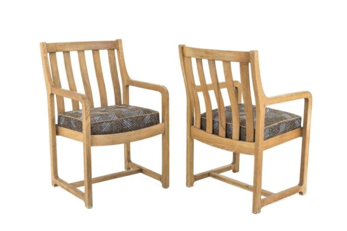 oak armchairs 1950s set of 2 3