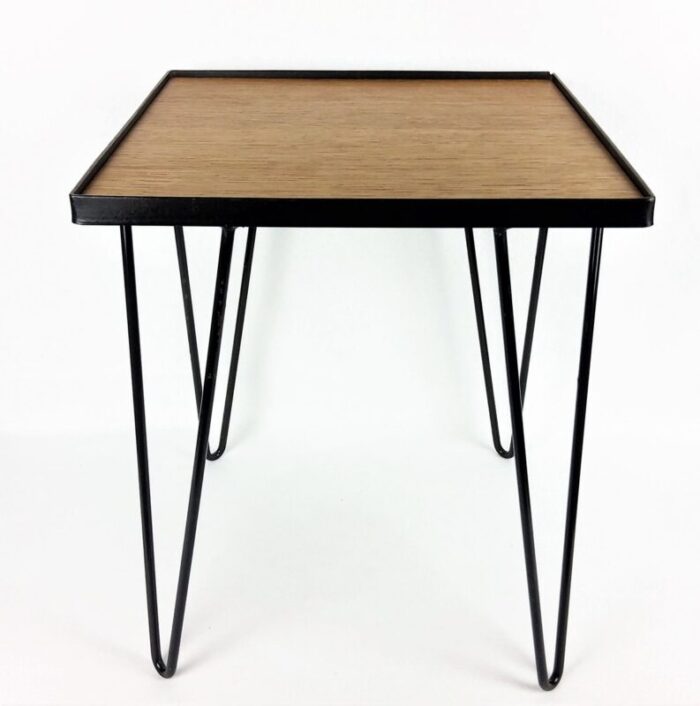 oak metal side table 1950s 1