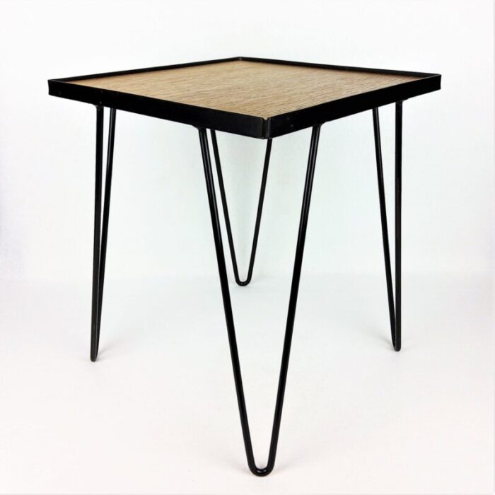 oak metal side table 1950s 8