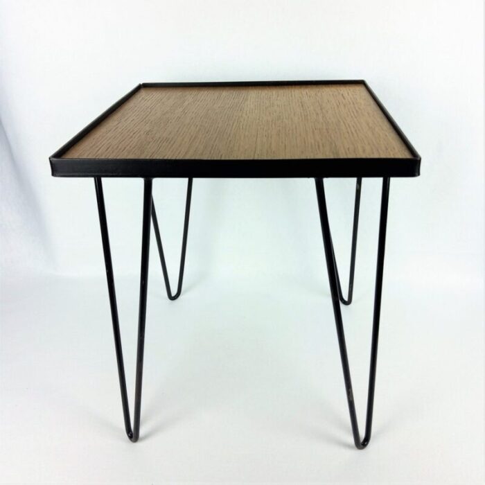 oak metal side table 1950s 9