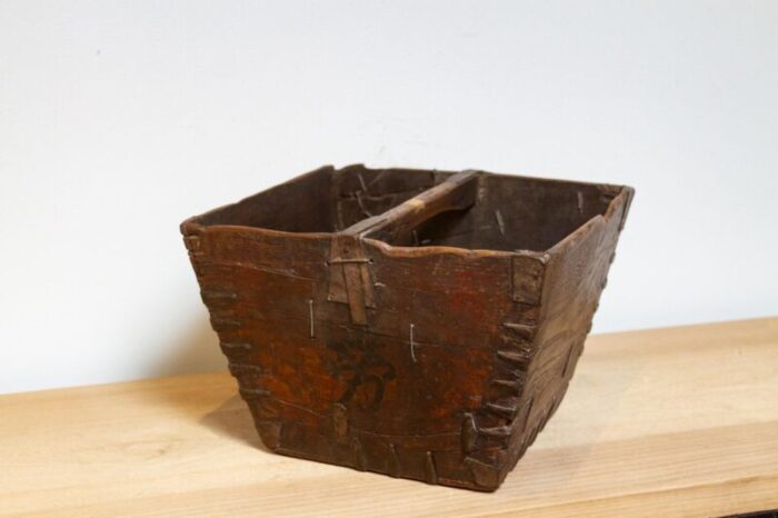 old wood rice harvesting basket 9984