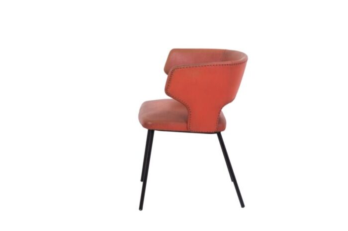 orange skai and black lacquered metal armchair 1950s 2