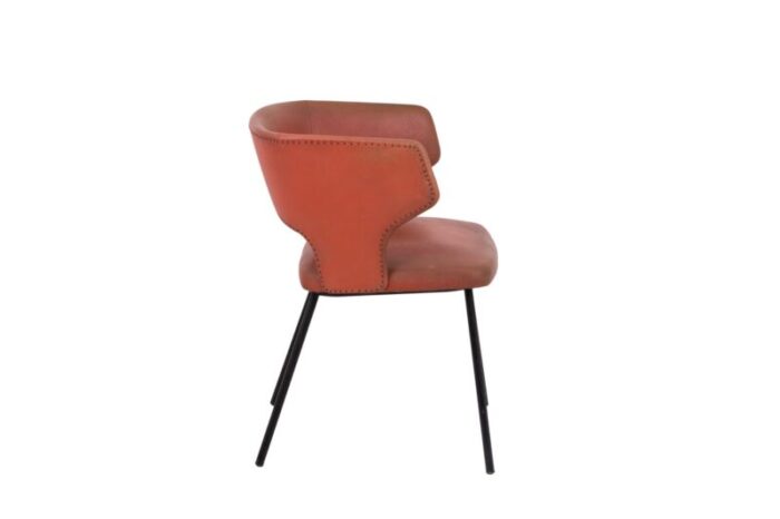 orange skai and black lacquered metal armchair 1950s 6