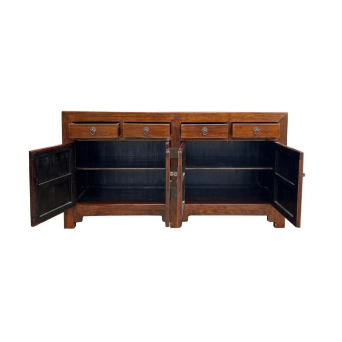 oriental brown rattan top 4 drawers credenza buffet sideboard console cabinet 3790