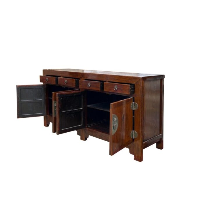 oriental brown rattan top 4 drawers credenza buffet sideboard console cabinet 4291