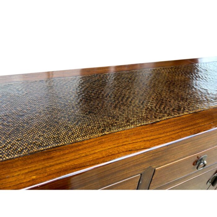 oriental brown rattan top 4 drawers credenza buffet sideboard console cabinet 6209