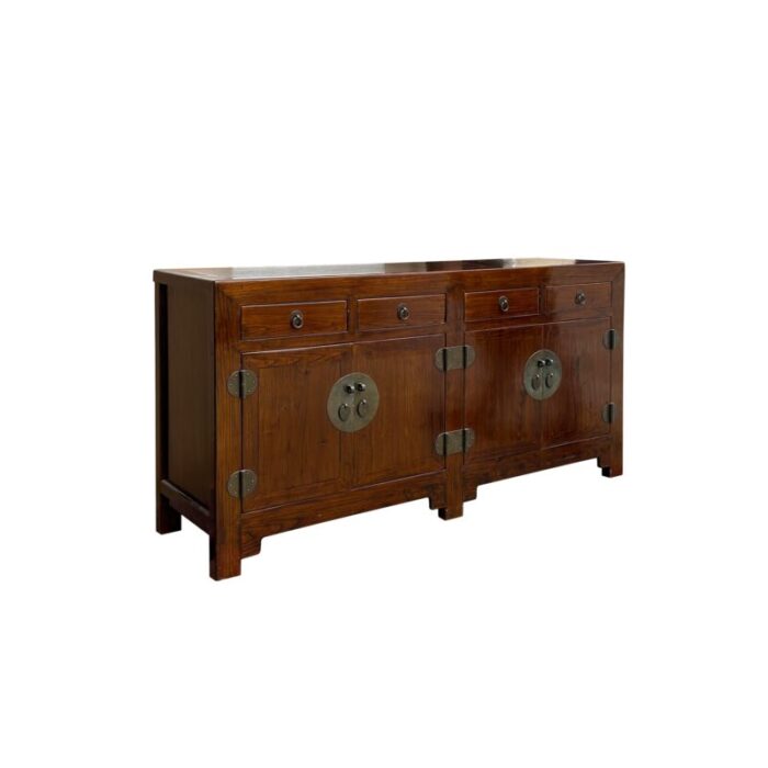 oriental brown rattan top 4 drawers credenza buffet sideboard console cabinet 7987