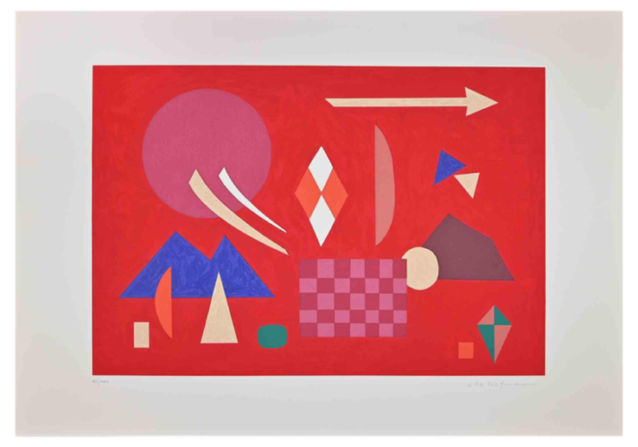 otto hofman red composition screen print 1989 3049