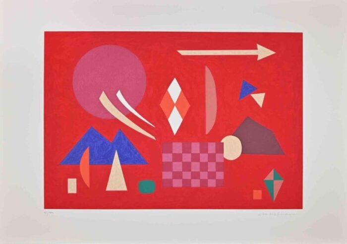 otto hofman red composition screen print 1989 4582