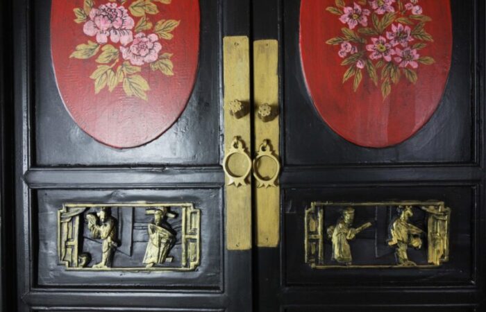 painted and carved antique style chinese cabinets 3527