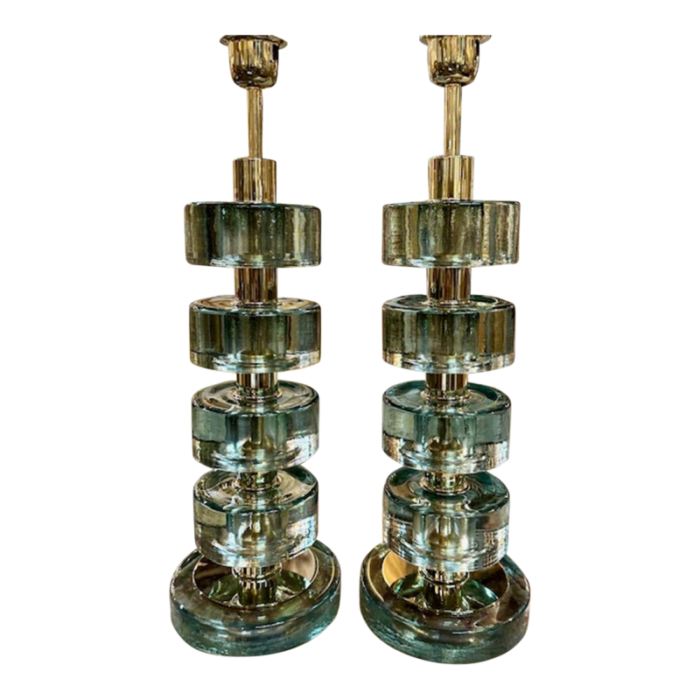 pair of modern murano disc lamps 6249