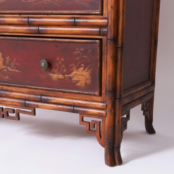 pair of vintage bamboo chinoiserie chests 6299