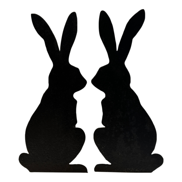 pair of vintage black bunny metal andirons 4672