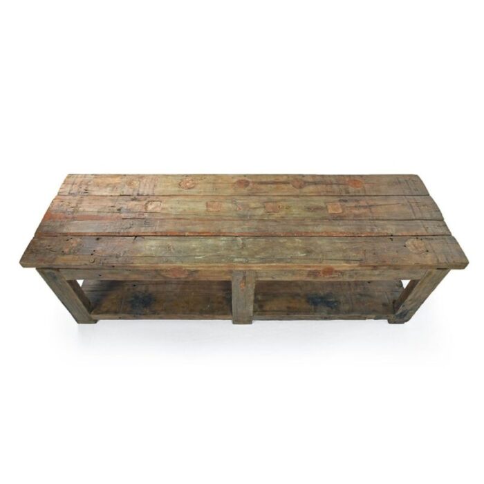 patinated wooden dining table 1940s 4