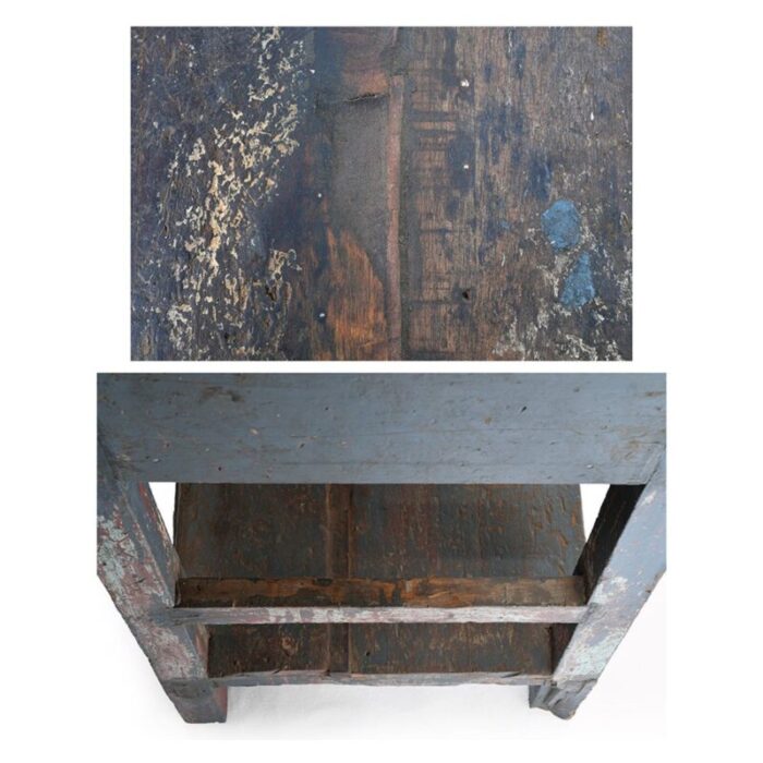 patinated wooden side table 1940s 2