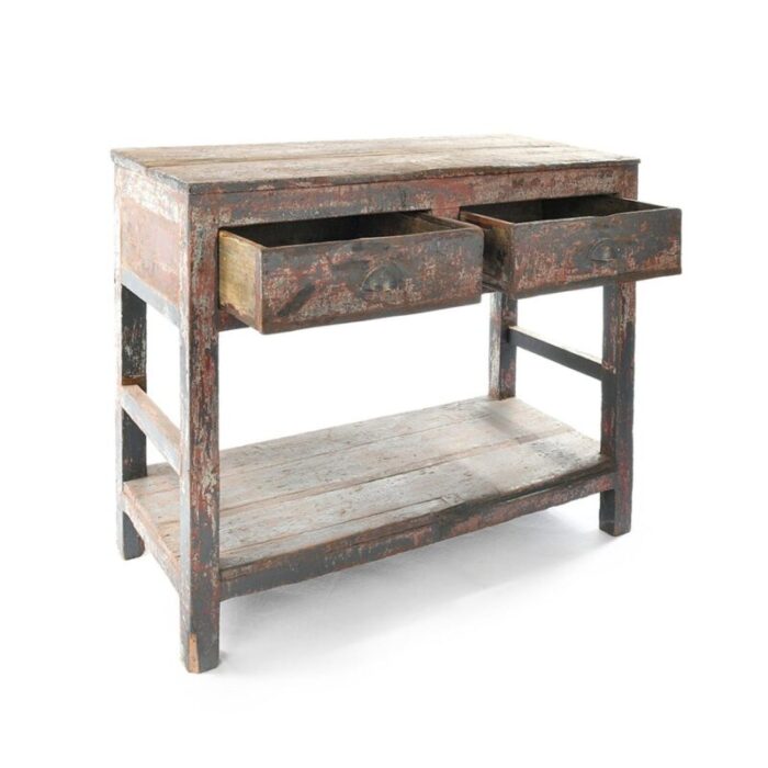 patinated wooden side table 1940s 6