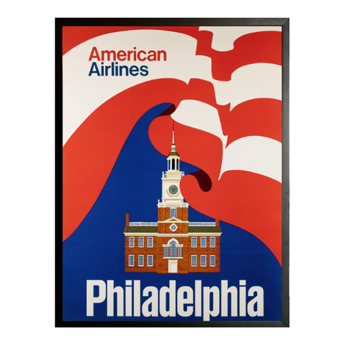 philadelphia vintage american airlines travel poster circa 1960s 7924