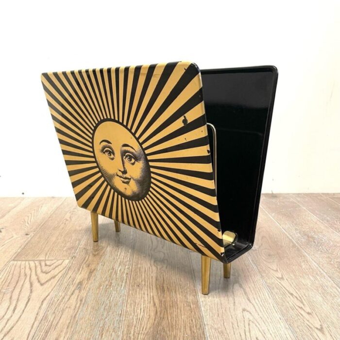 piero fornasetti mid century modern magazine rack lacquer metal italy 1960s 4516